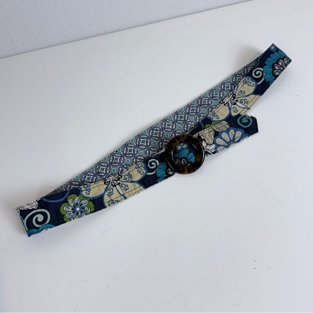 Vera Bradley Mod Floral Blue Belt with Tortoise Shell Buckle OS